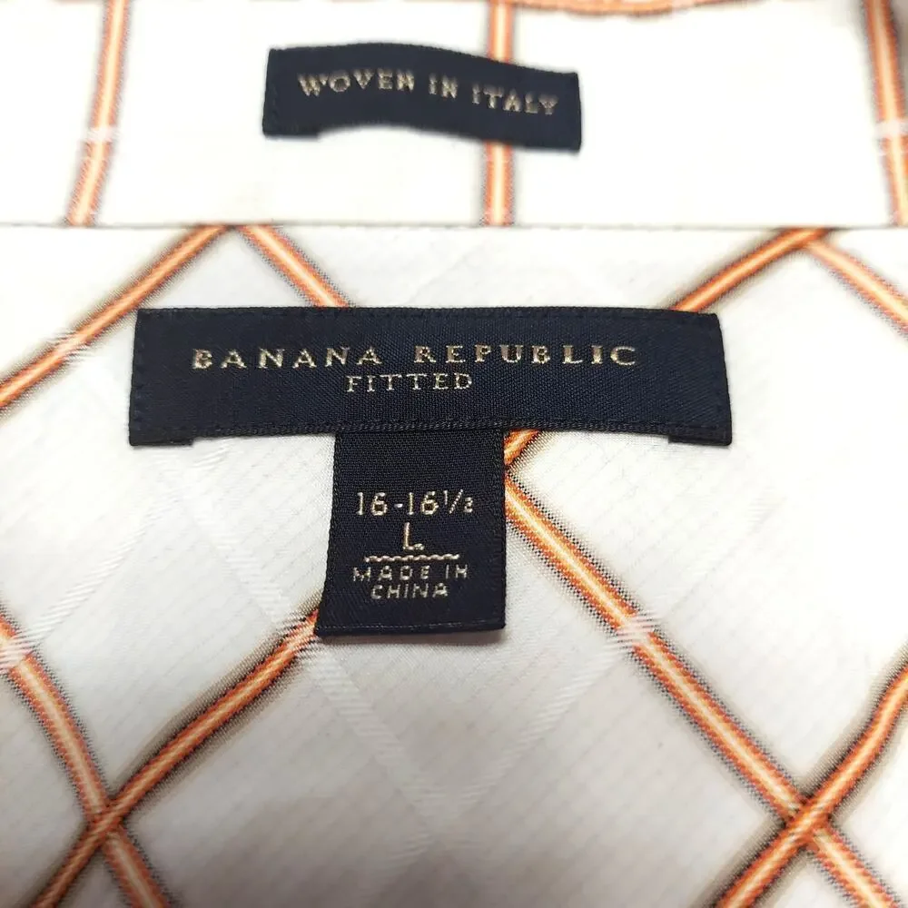 Banana Republic Men's Fitted Multicolor Windowpane Plaid L/S Button Front Shirt